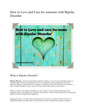 How to Love and Care for someone with Bipolar Disorder