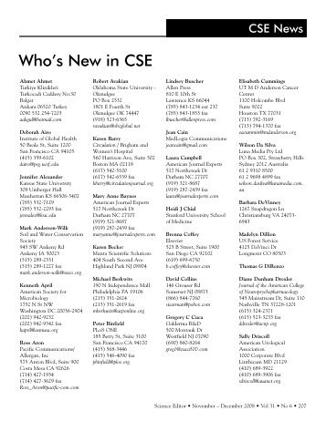 Who's New continued - Council of Science Editors