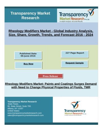 Rheology Modifiers Market Global Industry Analysis 2024