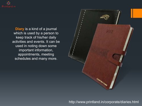 PrintLand.in - Buy Promotional and Corporate Diaries with Logo and Name Printed Online in India