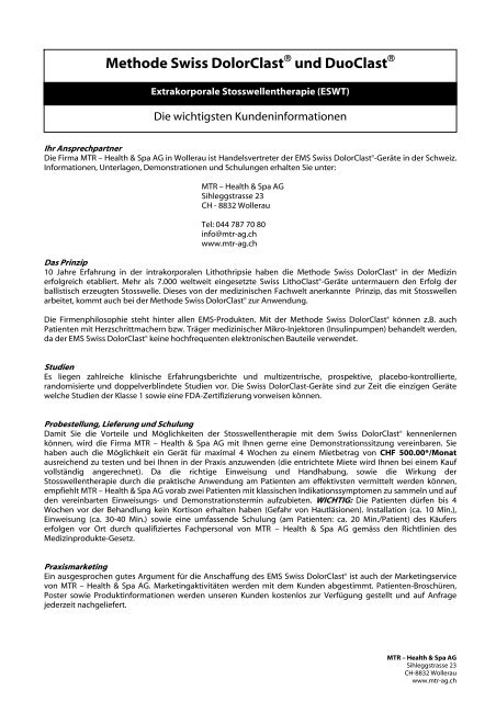 Methode Swiss DolorClast und DuoClast - MTR