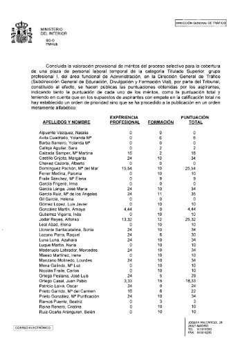 MINISTERIO DEL INTERIOR Concluida la valoración provisional de ...