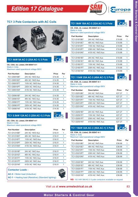 SRM Electrical Industrial Catalogue 2017