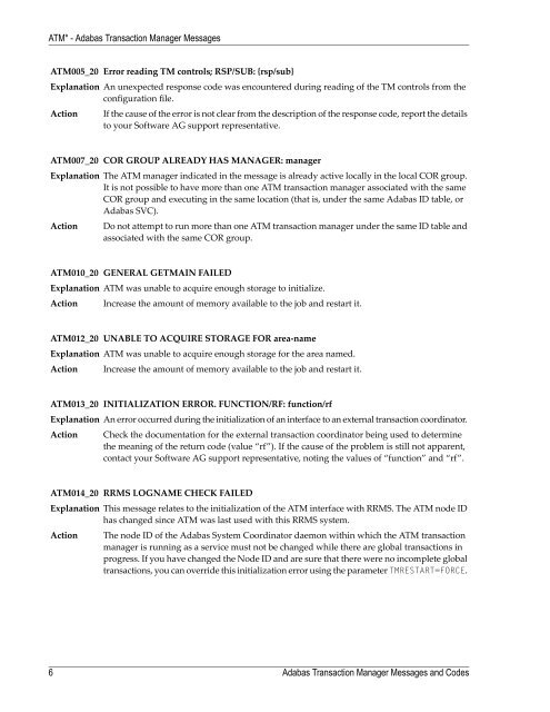 Adabas Transaction Manager Messages and Codes - Software AG ...