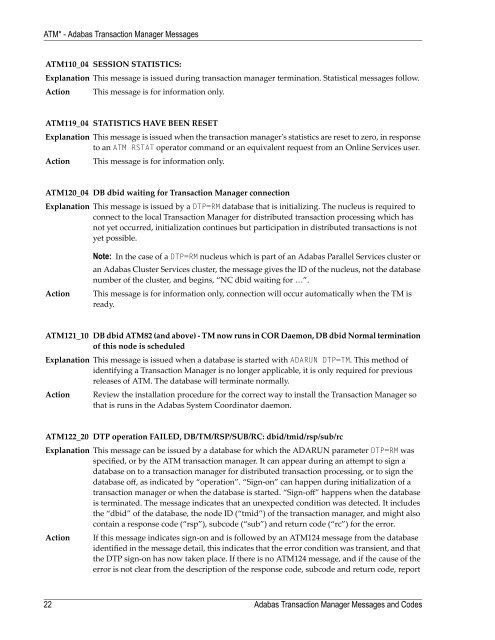 Adabas Transaction Manager Messages and Codes - Software AG ...