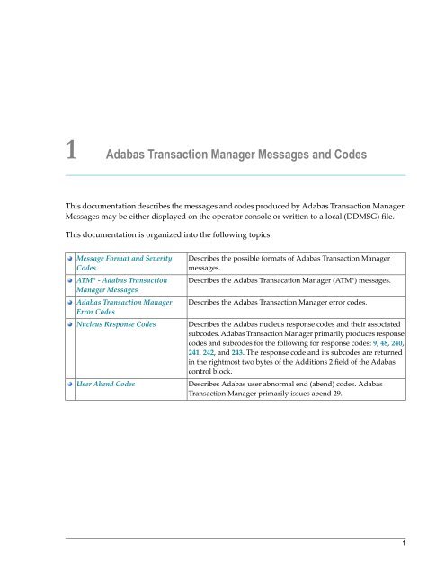 Adabas Transaction Manager Messages and Codes - Software AG ...