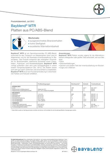 Bayblend® MTR Platten aus PC/ABS-Blend - A Bayer ...