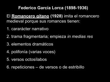 Federico García Lorca (1898-1936) El Romancero gitano (1928 ...