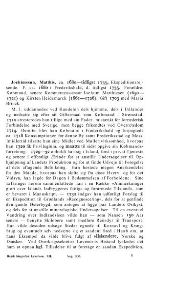 Jochimssøn, Matthis, ca. 1680—tidligst 1735 ... - Verdens kultur