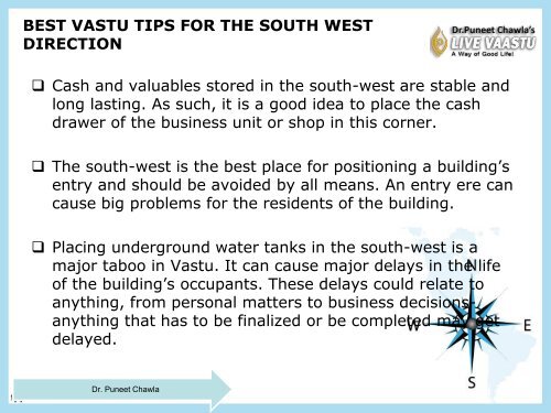 BEST VASTU TIPS FOR THE SOUTH WEST DIRECTION