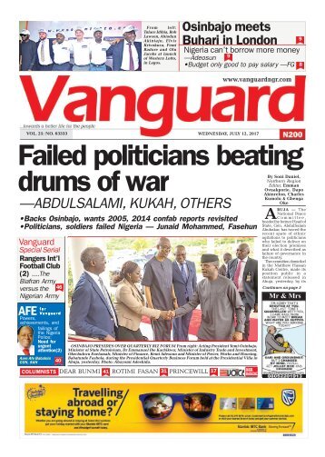 12072017 - Failed politicians beating drums of war