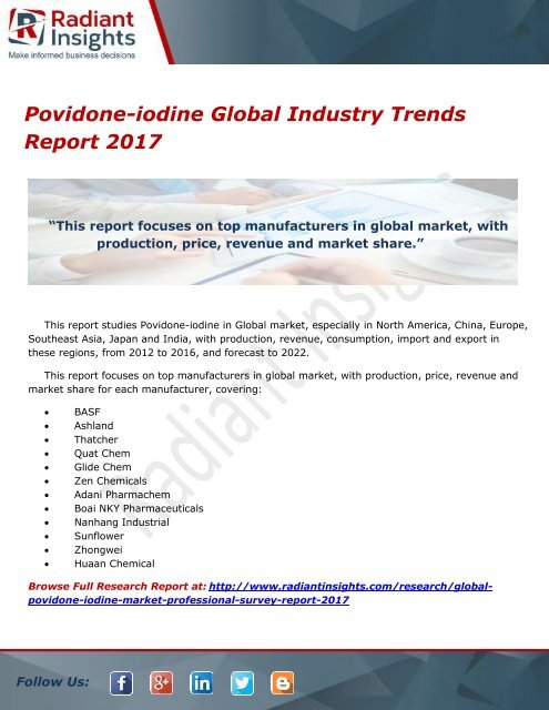 Povidone-iodine Global Industry Trends Report 2017            