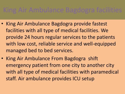 ICU Facility in King Air Ambulance Siliguri by  king