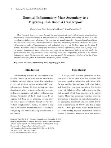 Omental Inflammatory Mass Secondary to a Migrating Fish Bone: A ...