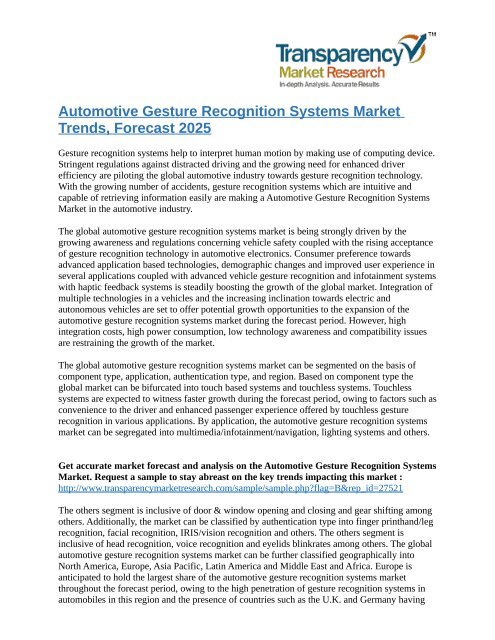 Automotive Gesture Recognition Systems Market