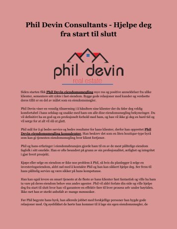 Phil Devin Consultants - Hjelpe deg fra start til slutt
