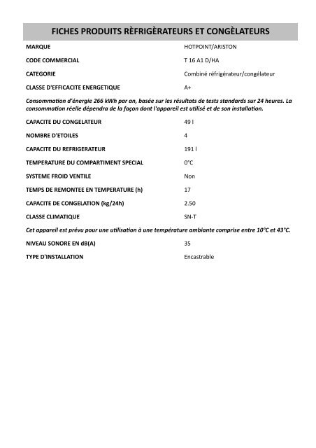 KitchenAid T 16 A1 D/HA - T 16 A1 D/HA FR (853903401500) Scheda Prodotto