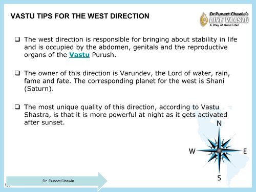 VASTU TIPS FOR THE WEST DIRECTION