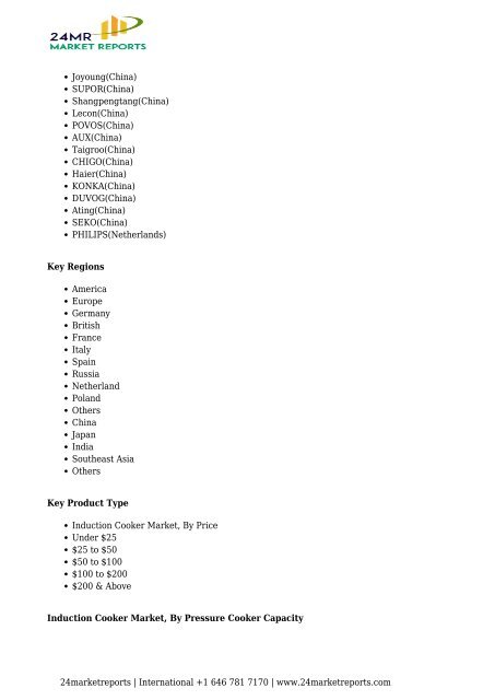24 Market Reports: Global Induction Cooker Detailed Analysis Report 2017-2022    