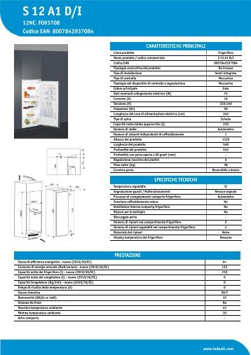 KitchenAid S 12 A1 D/I - S 12 A1 D/I IT (F093708) Product data sheet