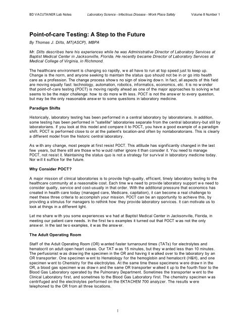 Point-of-care Testing: A Step to the Future - BD