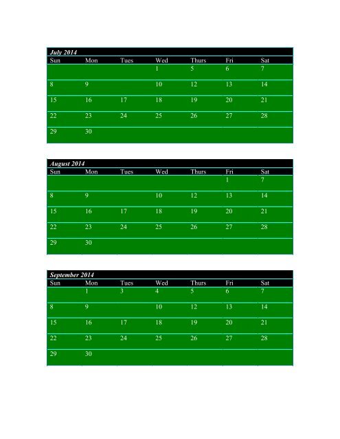 Lunardi Family Condo Calendar