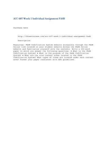 ACC 497 Week 1 Individual Assignment FASB