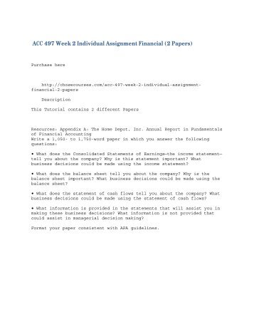 ACC 497 Week 2 Individual Assignment Financial _2 Papers_