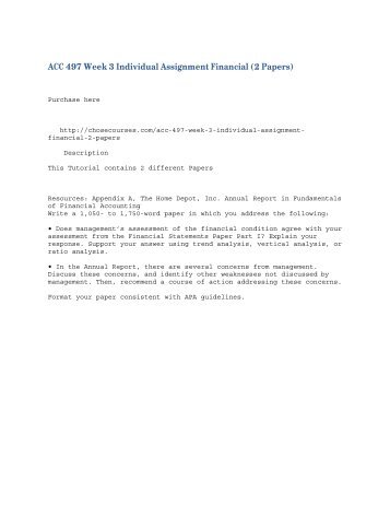 ACC 497 Week 3 Individual Assignment Financial _2 Papers_