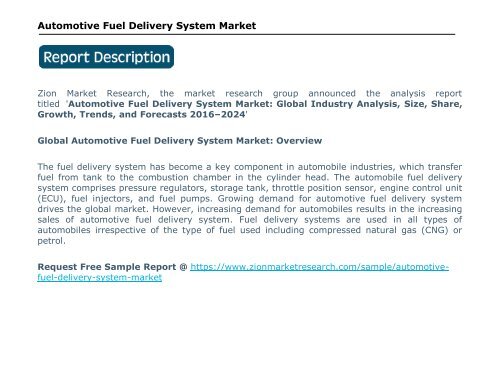 Global Automotive Fuel Delivery System Market, 2016–2024