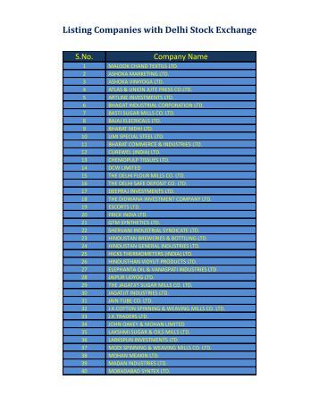 companies listed delhi stock exchange