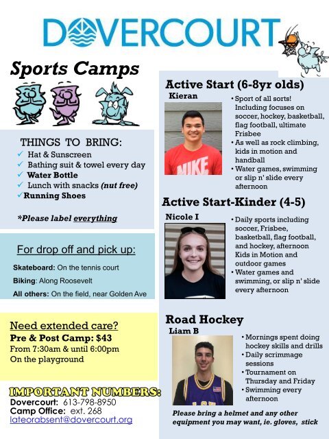 Dovercourt Summer Camps 2017 Week 3 newsletters