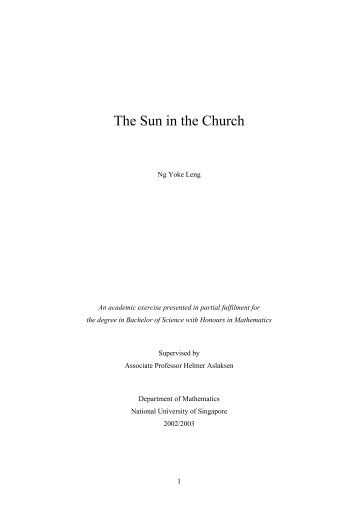 The Sun in the Church - Department of Mathematics