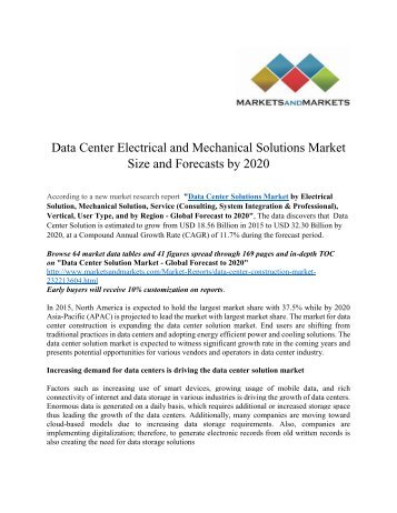 Data Center Solutions Market Size and Forecasts by 2020