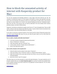 How to block the unwanted activity of internet with Kaspersky product for Mac