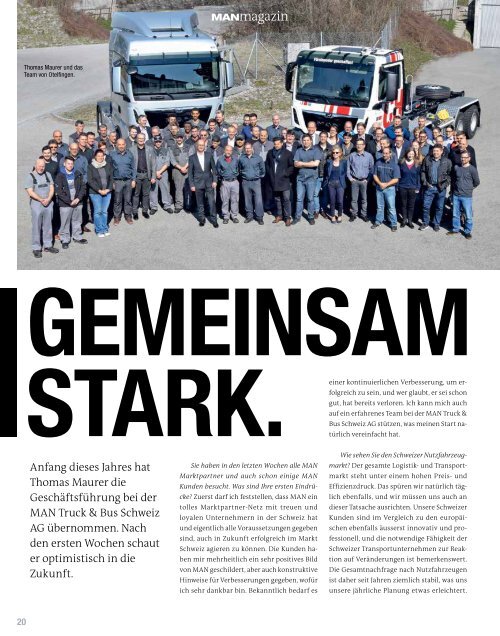 MANmagazin Ausgabe Lkw 1/2017 Schweiz