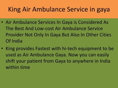 King Air Ambulance Service in Gaya