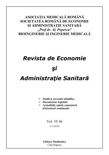 Revista de Economie şi Administraţie Sanitară - Pompiliu Manea