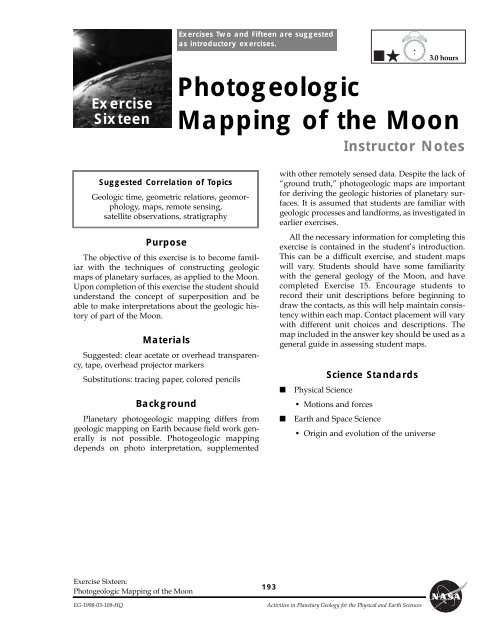 Photogeologic Mapping Of The Moon Solar System Exploration