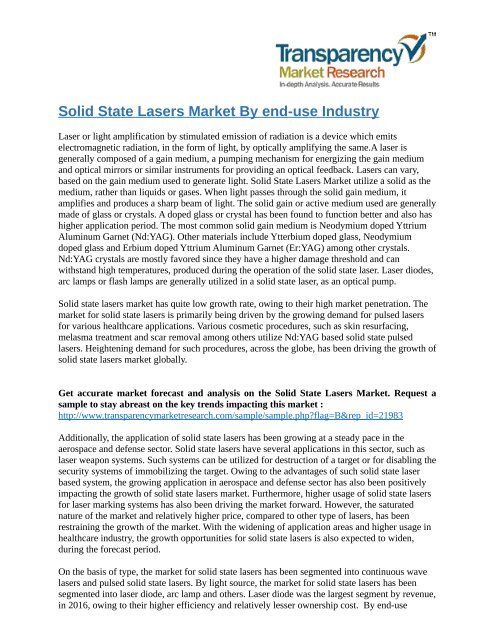 Solid State Lasers Market