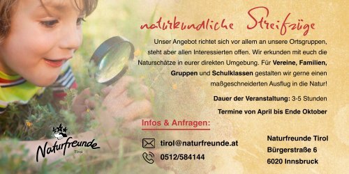 Umweltbildungsprogramm der Naturfreunde Tirol: Natur erleben!