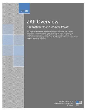 ZAP Overview - Zybek Plasma