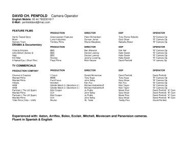 DAVID CH. PENFOLD Camera Operator - Wizzo & Co