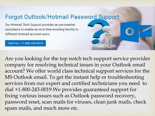 Outlook Technical Support Phone Number +1-8002430019