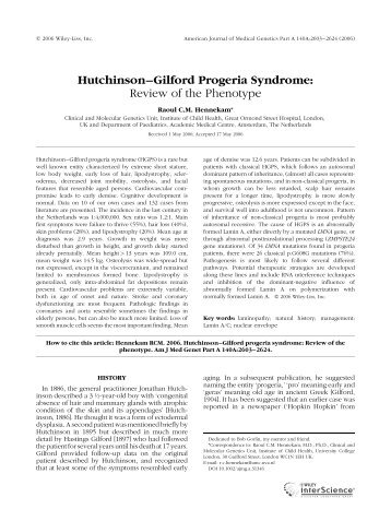 Hutchinson-Gilford progeria syndrome: Review of the phenotype