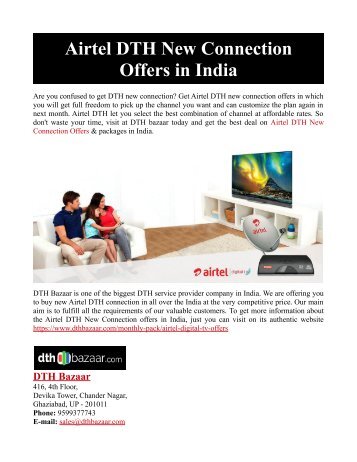 Airtel DTH New Connection Offers in India