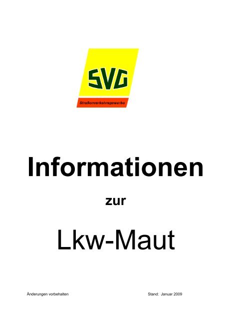 Maut-Infobroschüre - SVG-Nordrhein