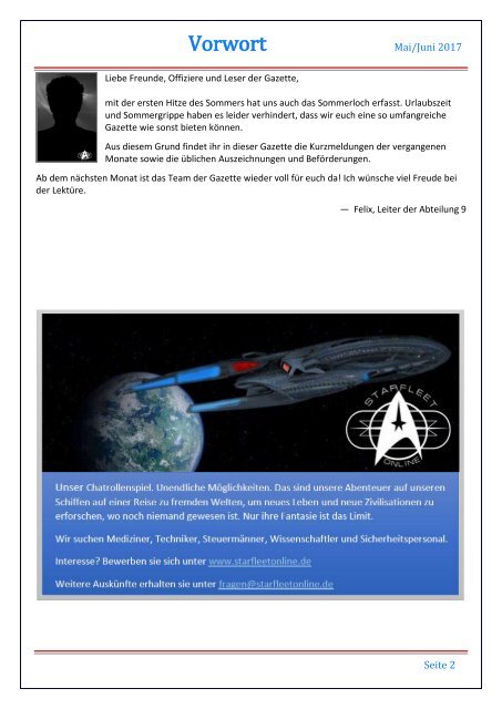 Starfleet-Gazette, Ausgabe 050 (Mai/Juni 2017)