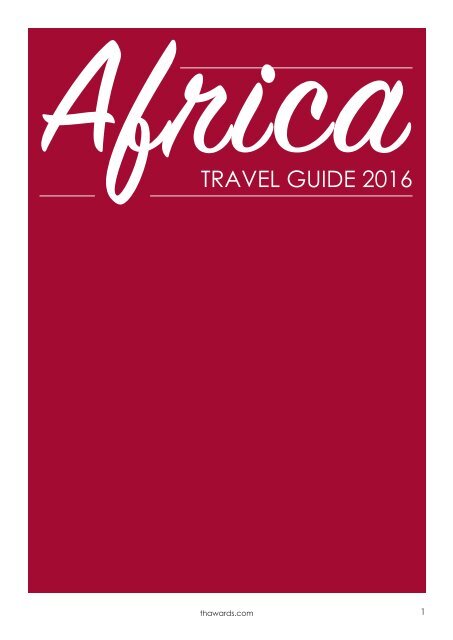 Travel & Hospitality Awards | Africa 2016 | www.thawards.com