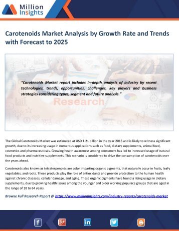 Carotenoids Market Analysis by Growth Rate and Trends with Forecast to 2025